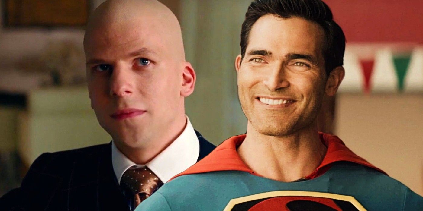Custom image of Jesse Eisenberg&rsquo;s Lex Luthor and Tyler Hoechlin&rsquo;s Superman.