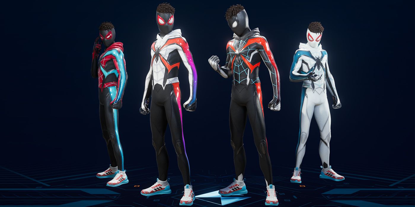 Miles' Evolved suit and its variants in Marvel's Spider-Man 2