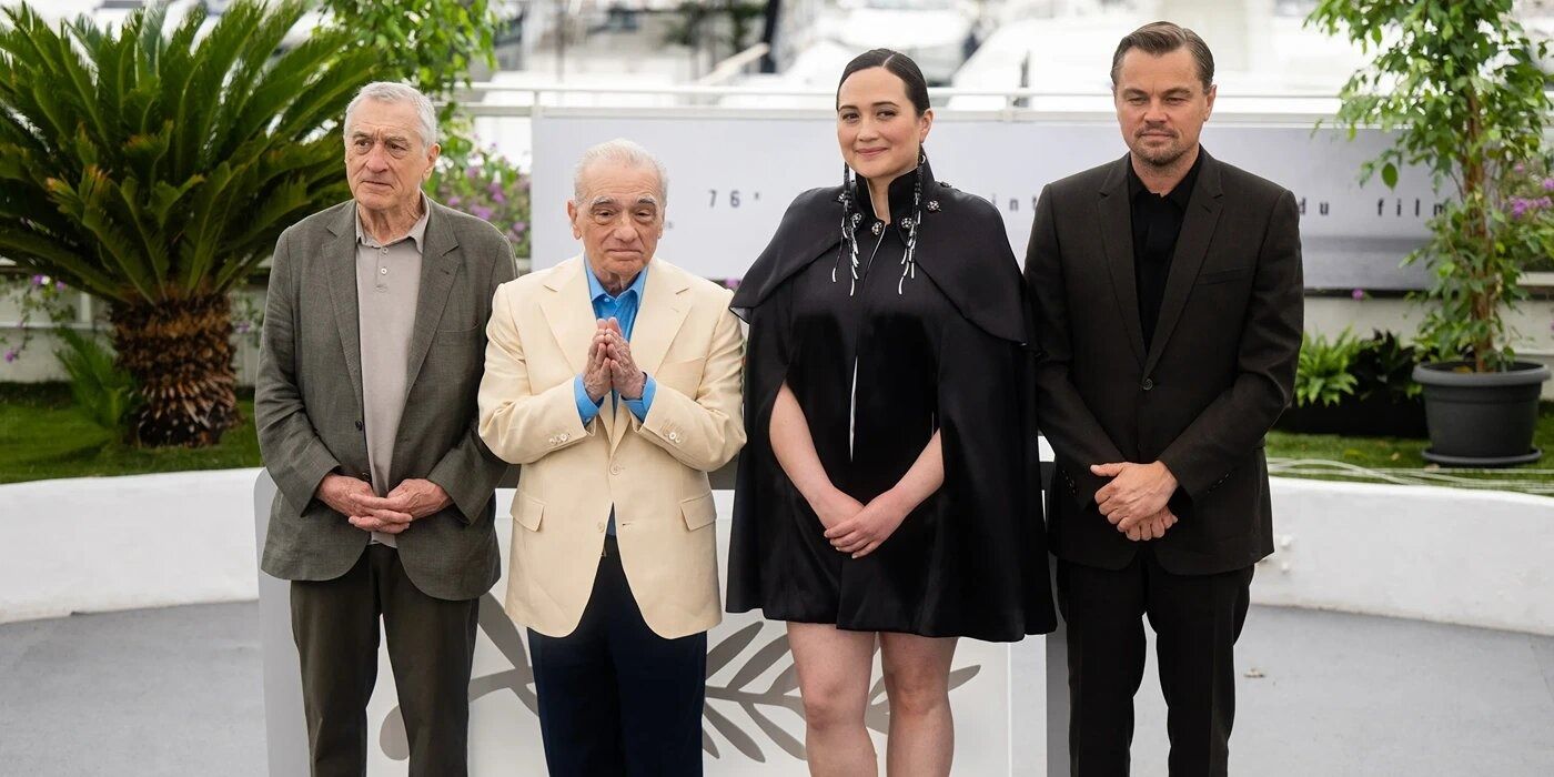Martin Scorsese Robert De Niro Lily Gladstone Leonardo DiCaprio at Cannes Film Festival premiere of Killers of the Flower moon