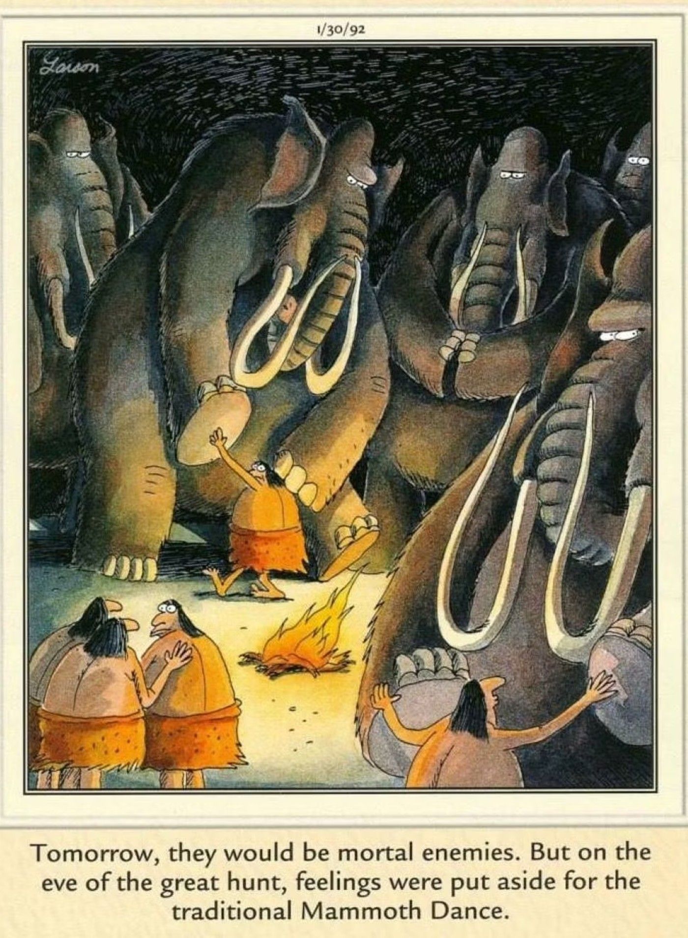 Far Side, &ldquo;traditional Mammoth Dance.&quot;
