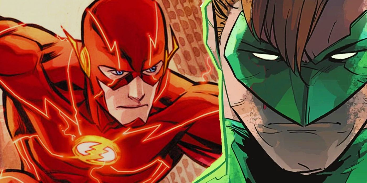 Flash de Barry Allen correndo atrás do Lanterna Verde Hal Jordan
