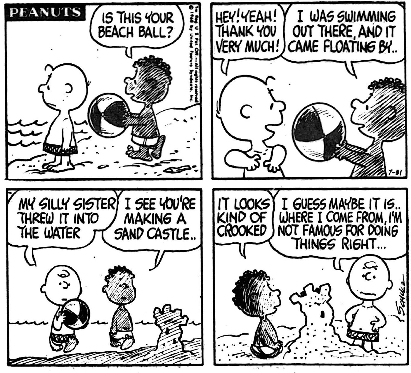 Franklin's First Appearance in Peanuts
