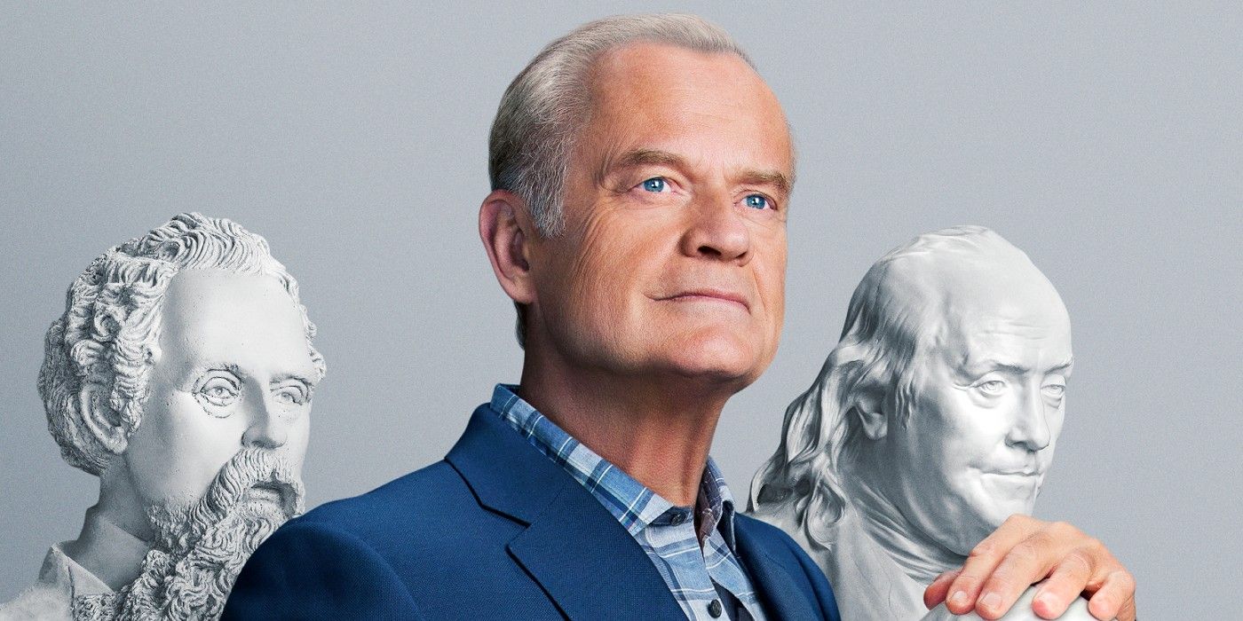 Kelsey Grammer surrounded by marble busts in Frasier reboot poster