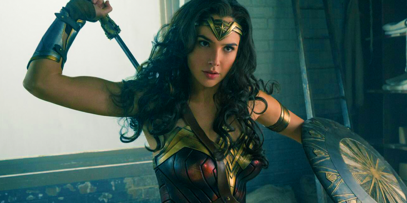 Gal Gadot with sword and shield in Wonder Woman