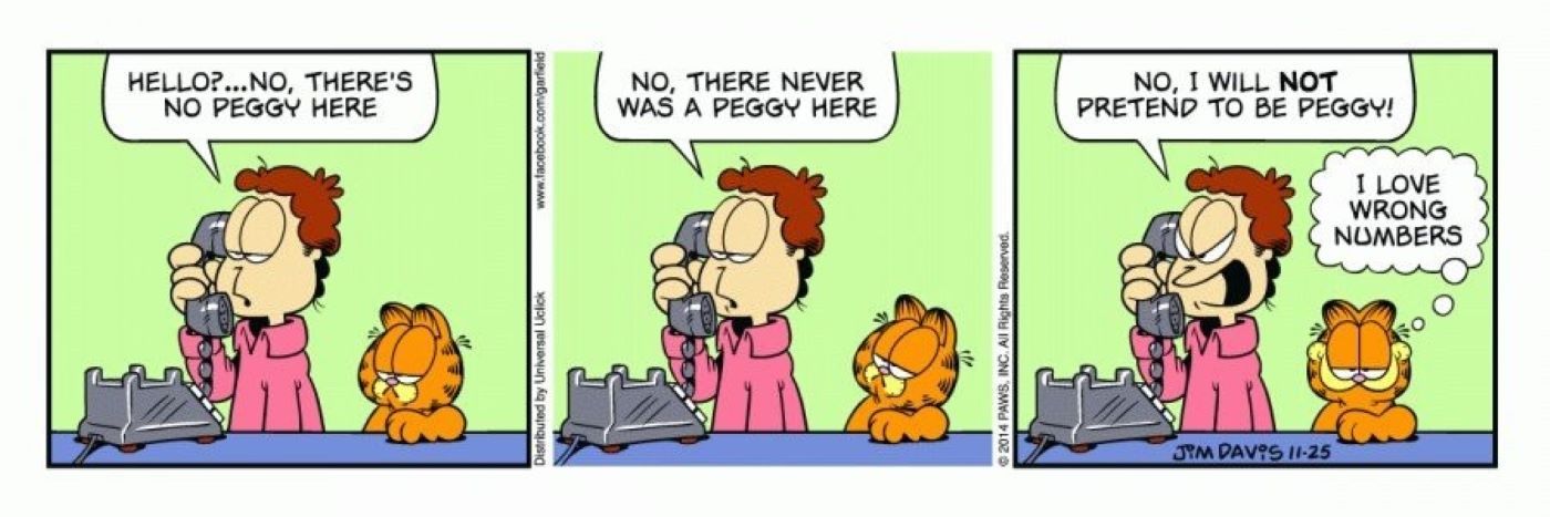 Garfield, Jon Arbuckle não fica feliz em atender um número errado