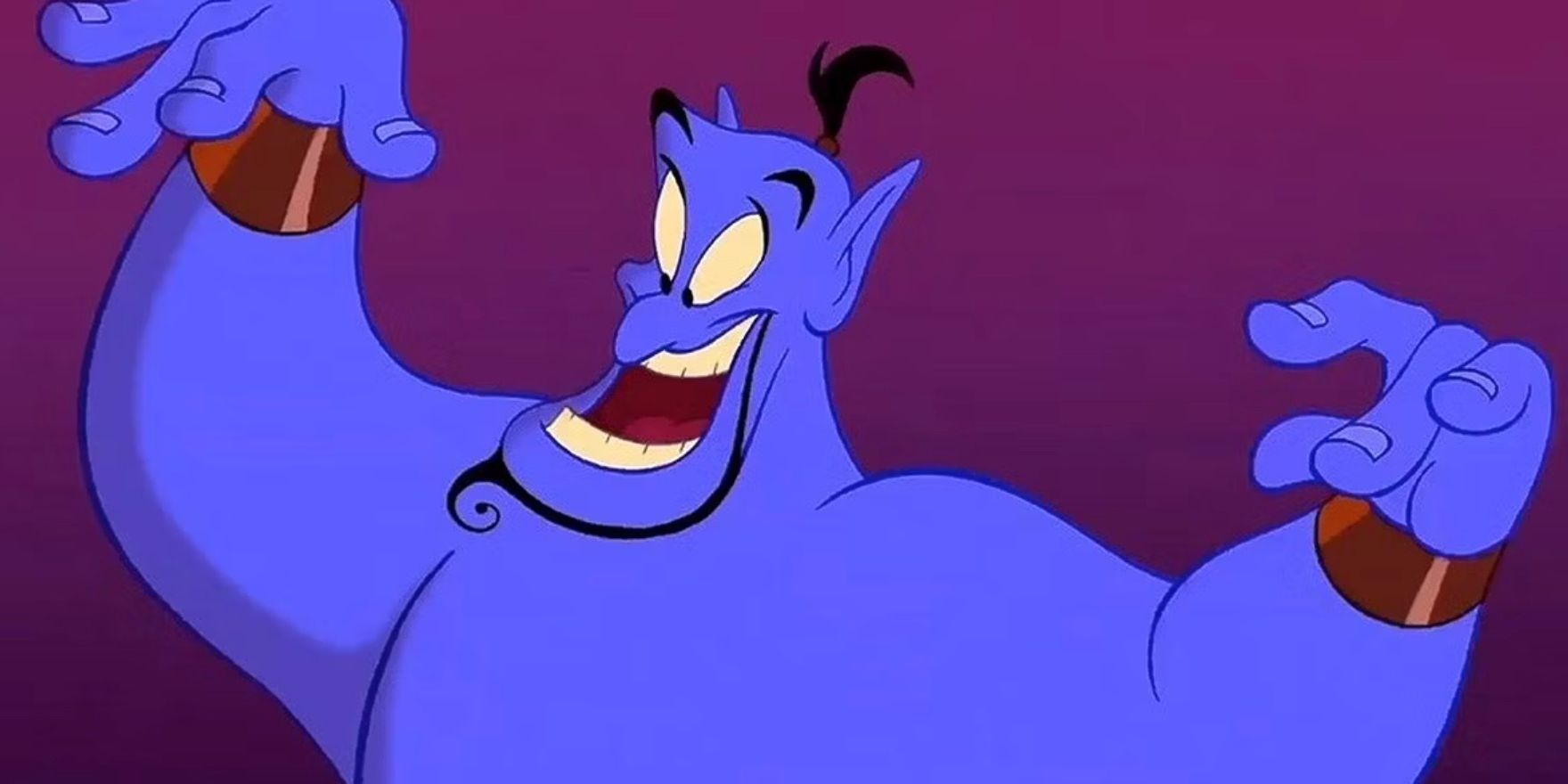 Robin Williams as Genie grinning in Aladdin