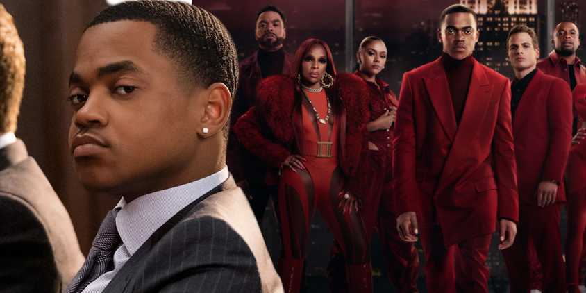 A composite image of the cast of Power Book II Ghost and a closeup of Tariq