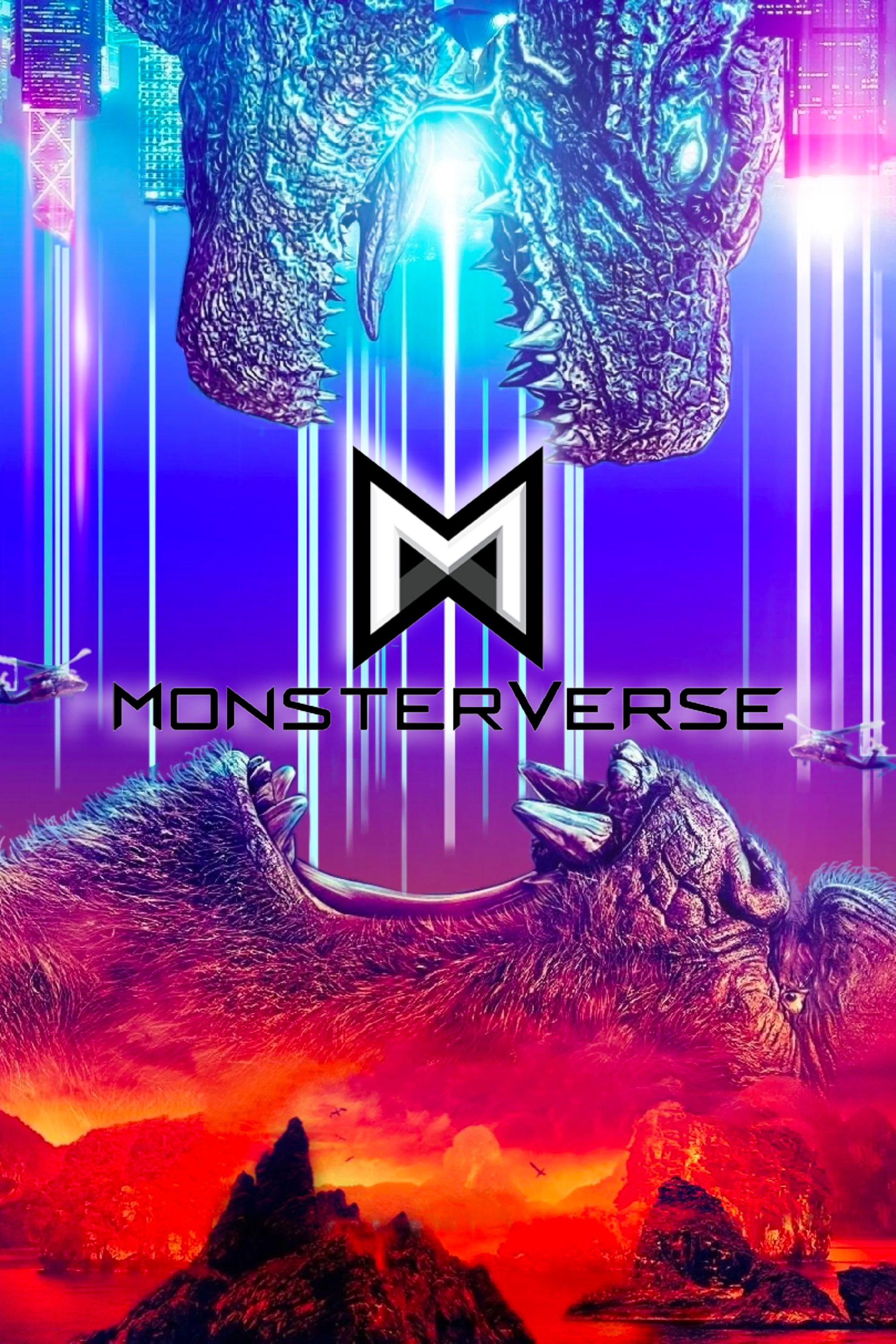 Godzilla and Kong in Monsterverse Franchise Poster