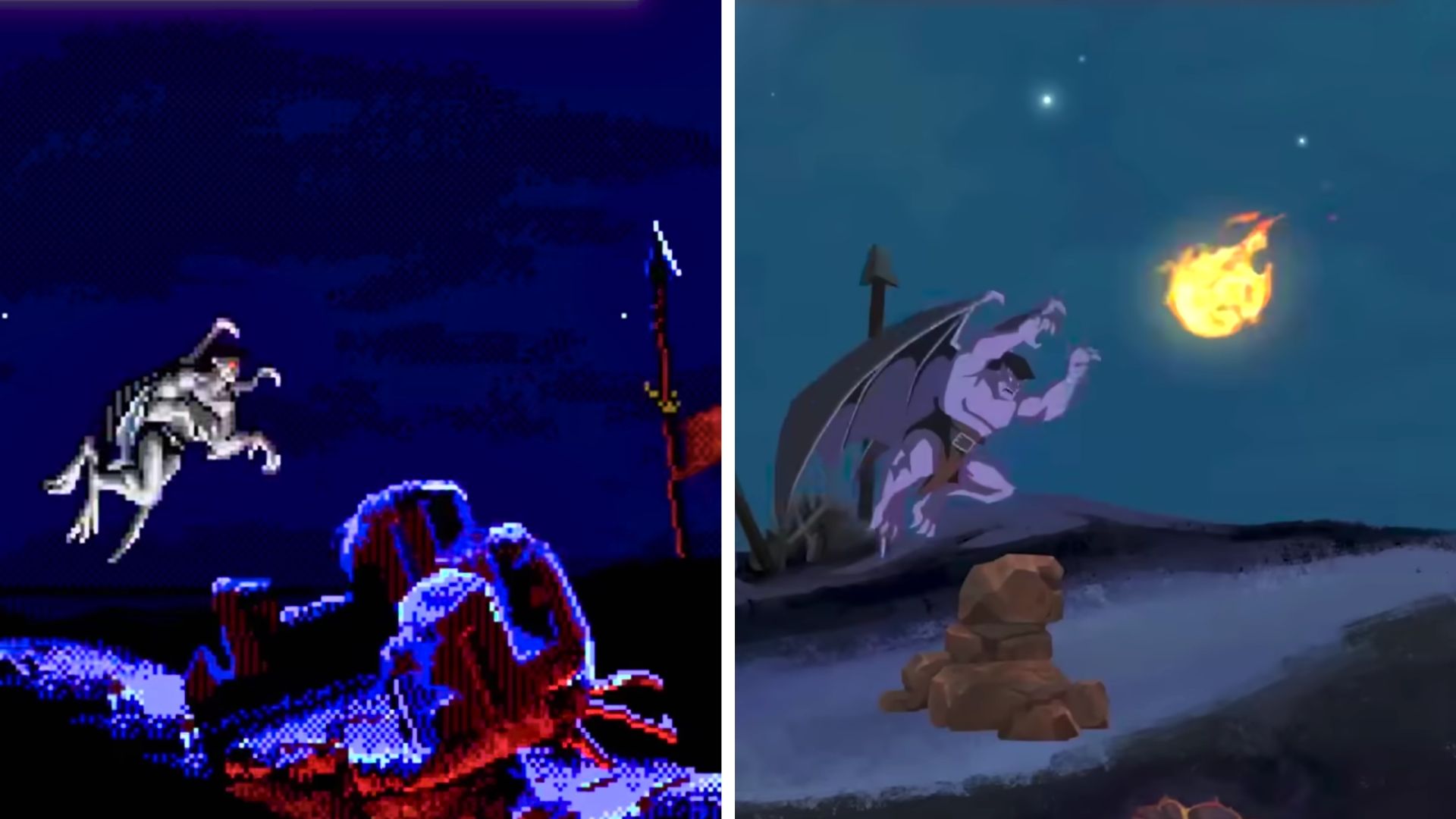 Graphics Comparison for Gargoyles Remastered to original style