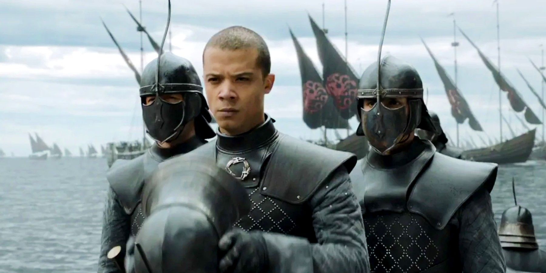 Grey Worm commanding the Unsullied while at sea in Game of Thrones