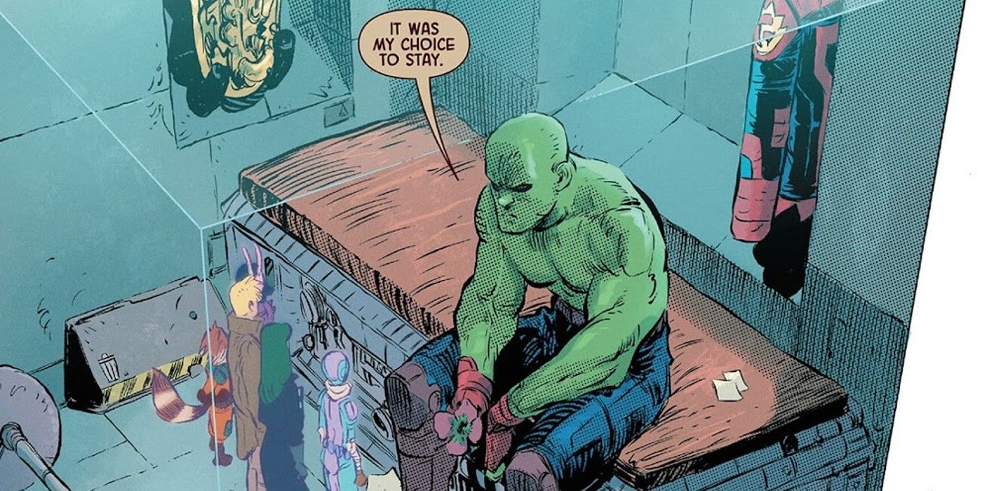 Guardians of the Galaxy #6 panels, Drax stays behind during initial Grootfall fight