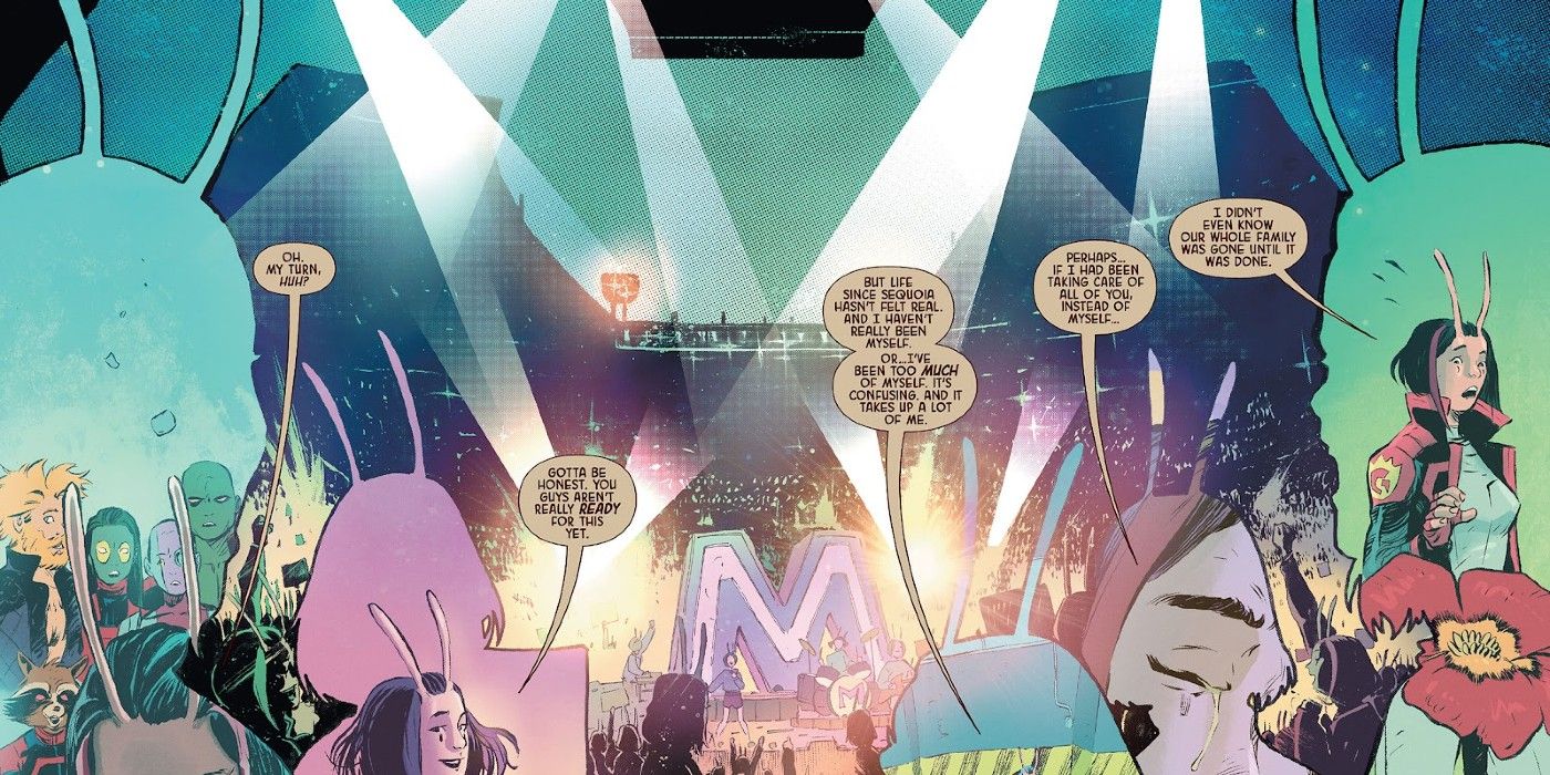 Guardians of the Galaxy #6 panels, Mantis blames herself for Groot becoming Grootfall