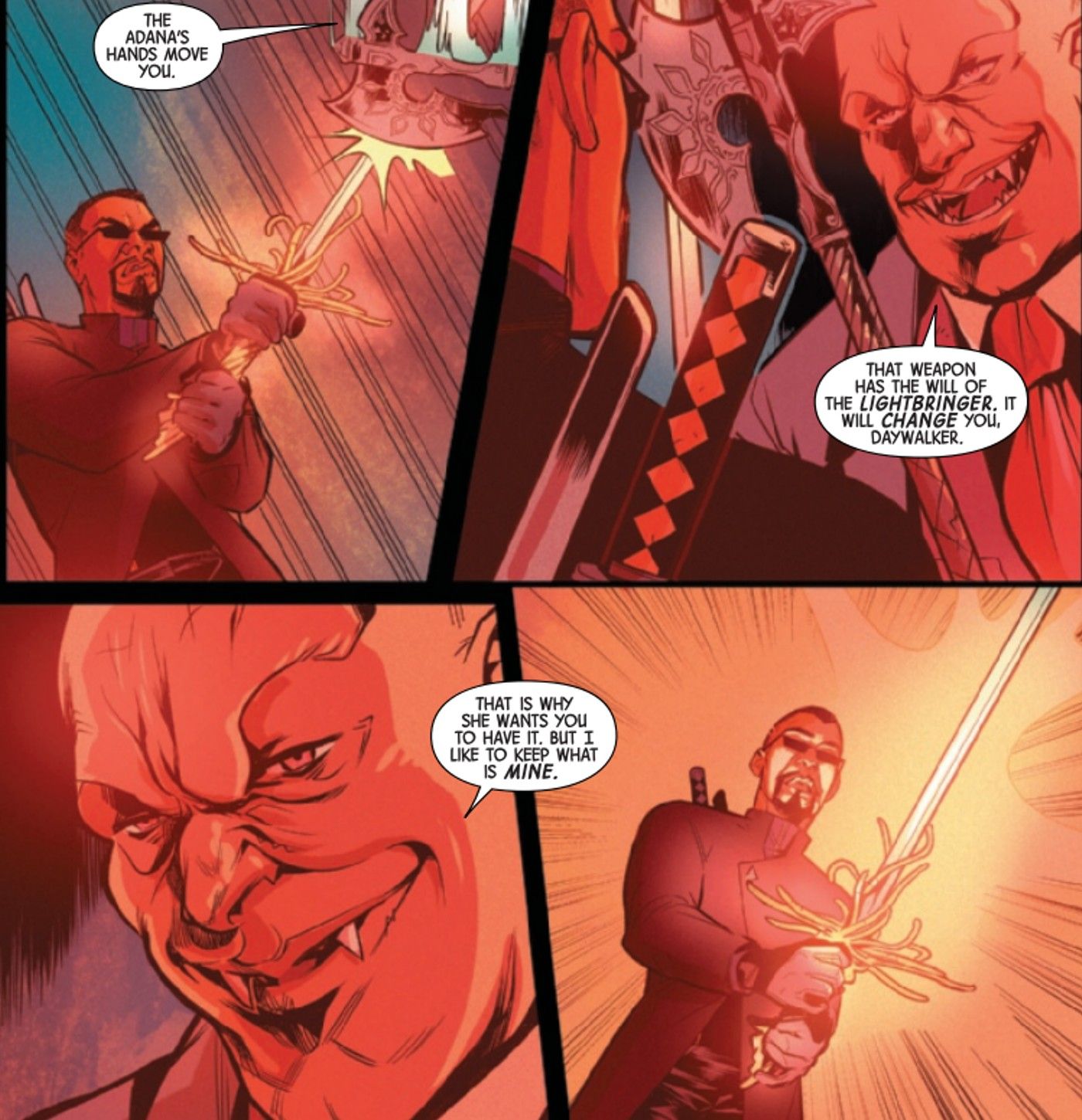Blade #4 Hamilton Achilles explains the Lightbringer to Blade