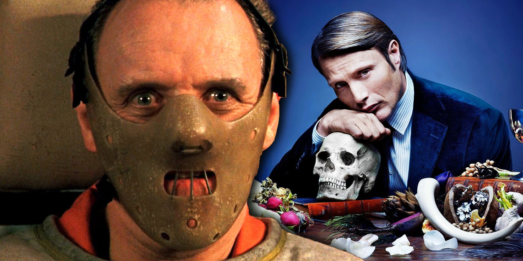 Collage of Anthony Hopkins and Mads Mikkelsen as Hannibal