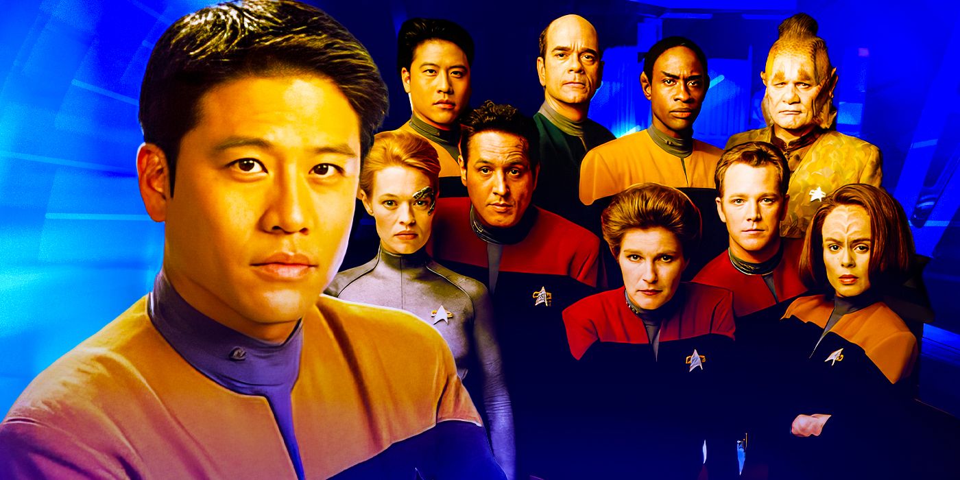 Harry Kim and the Star Trek: Voyager cast.