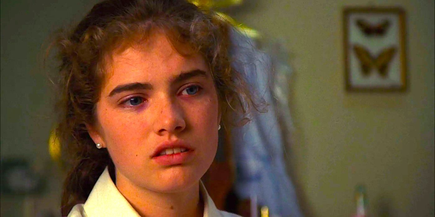 Heather Langenkamp gazes with emotion as Nancy in A Nightmare On Elm Street