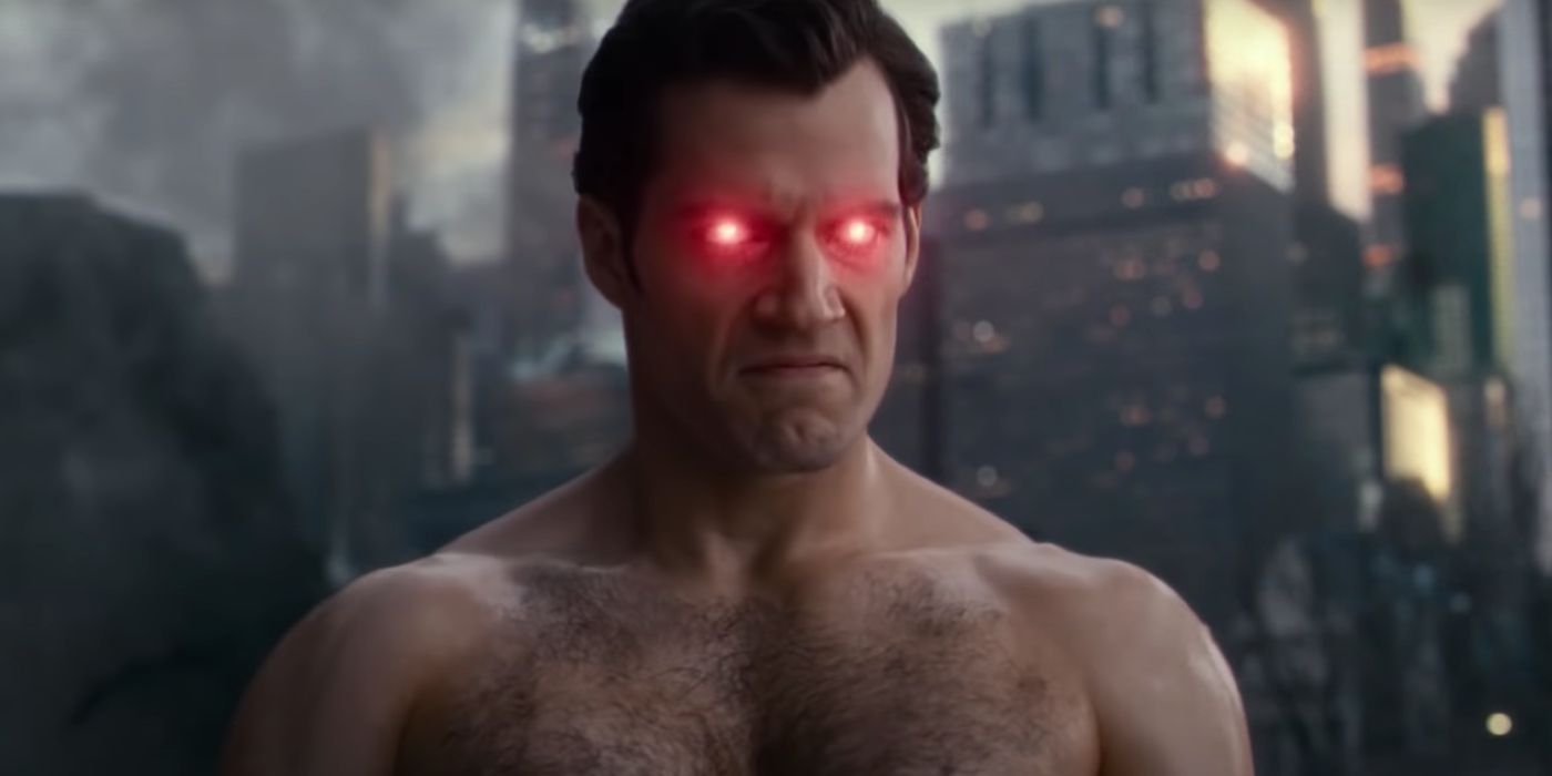 Henry Cavill Superman prepares his heat vision in 2017 Justice League
