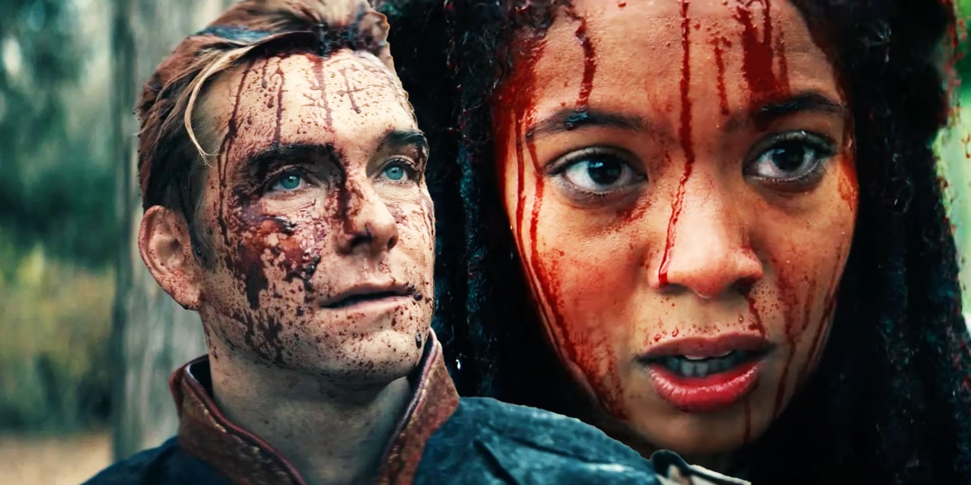 Homelander and Marie in Gen V covered in blood