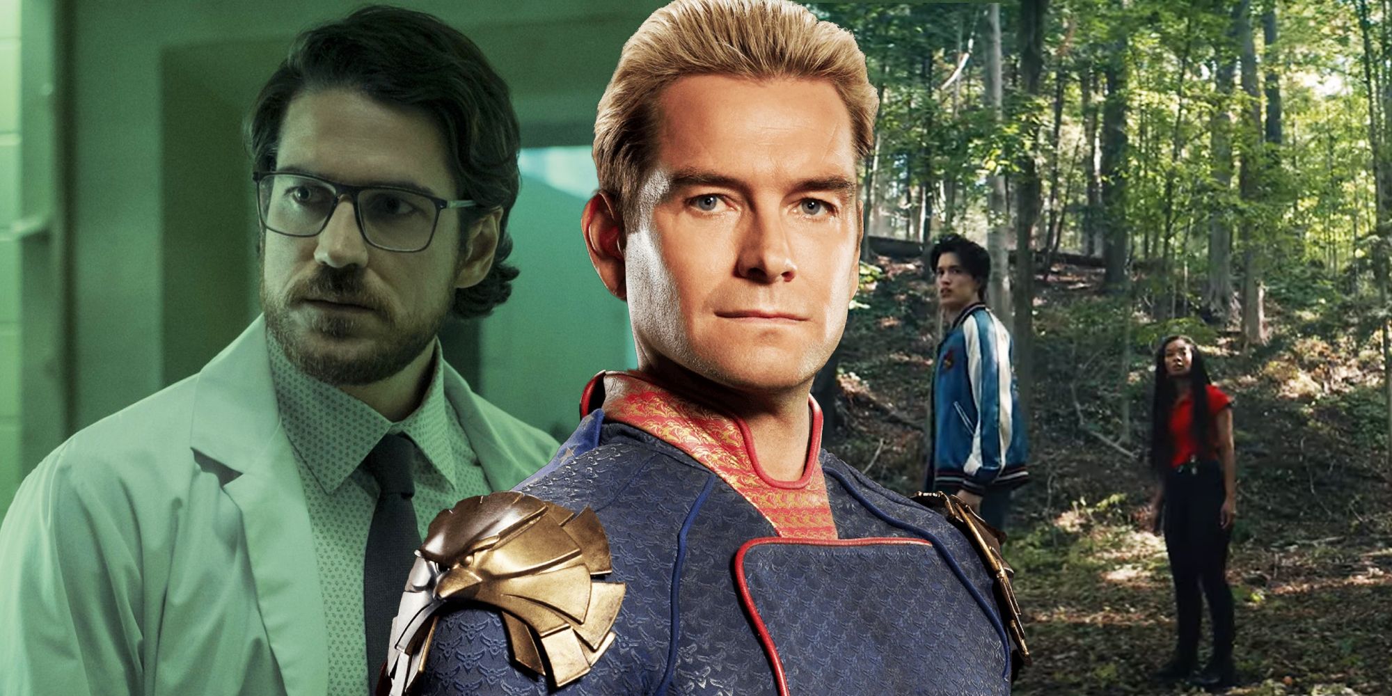 Homelander, Dr. Cardosa, and The Woods in Gen V