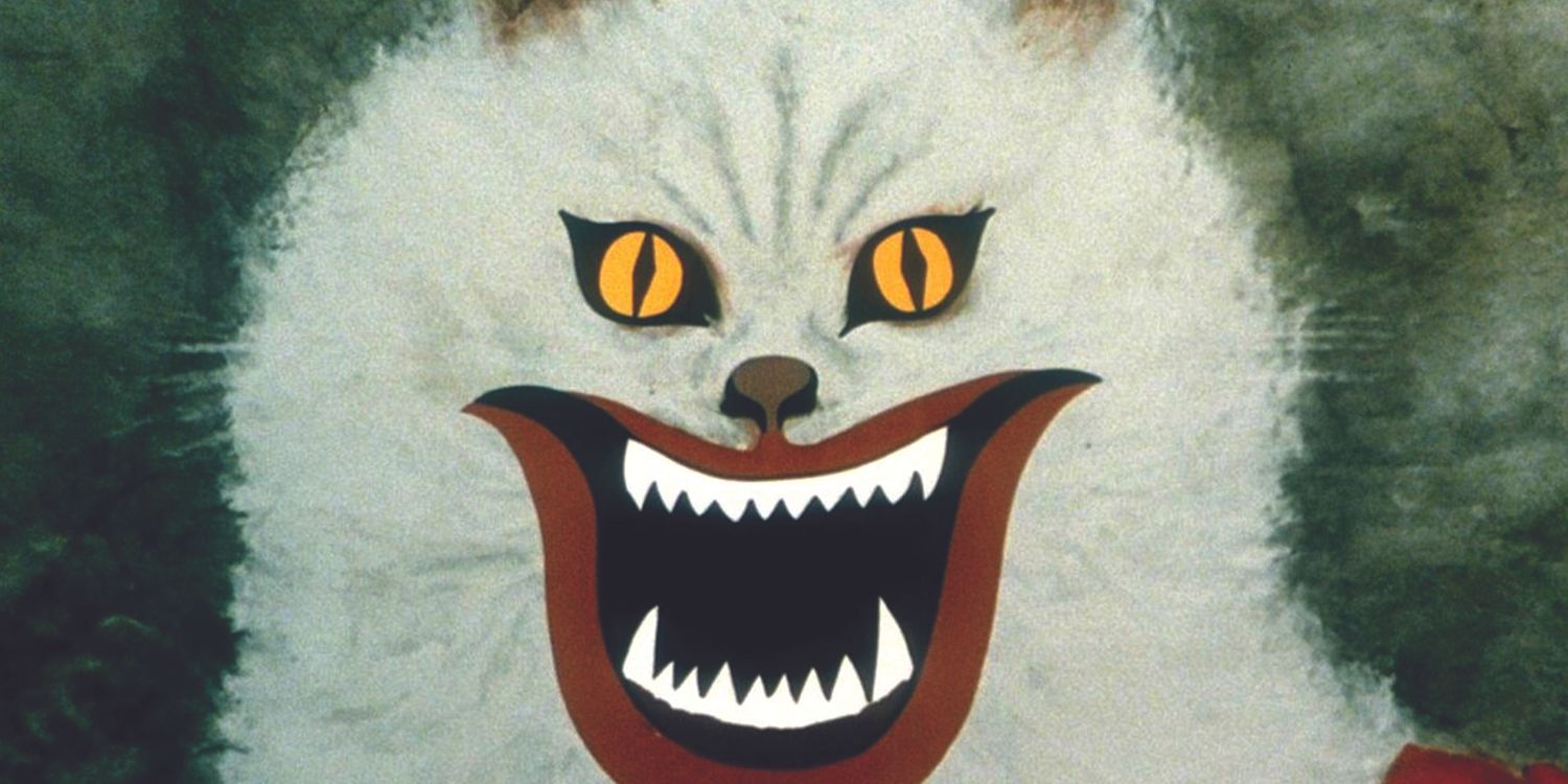 A disturbing painting of a cat in House.