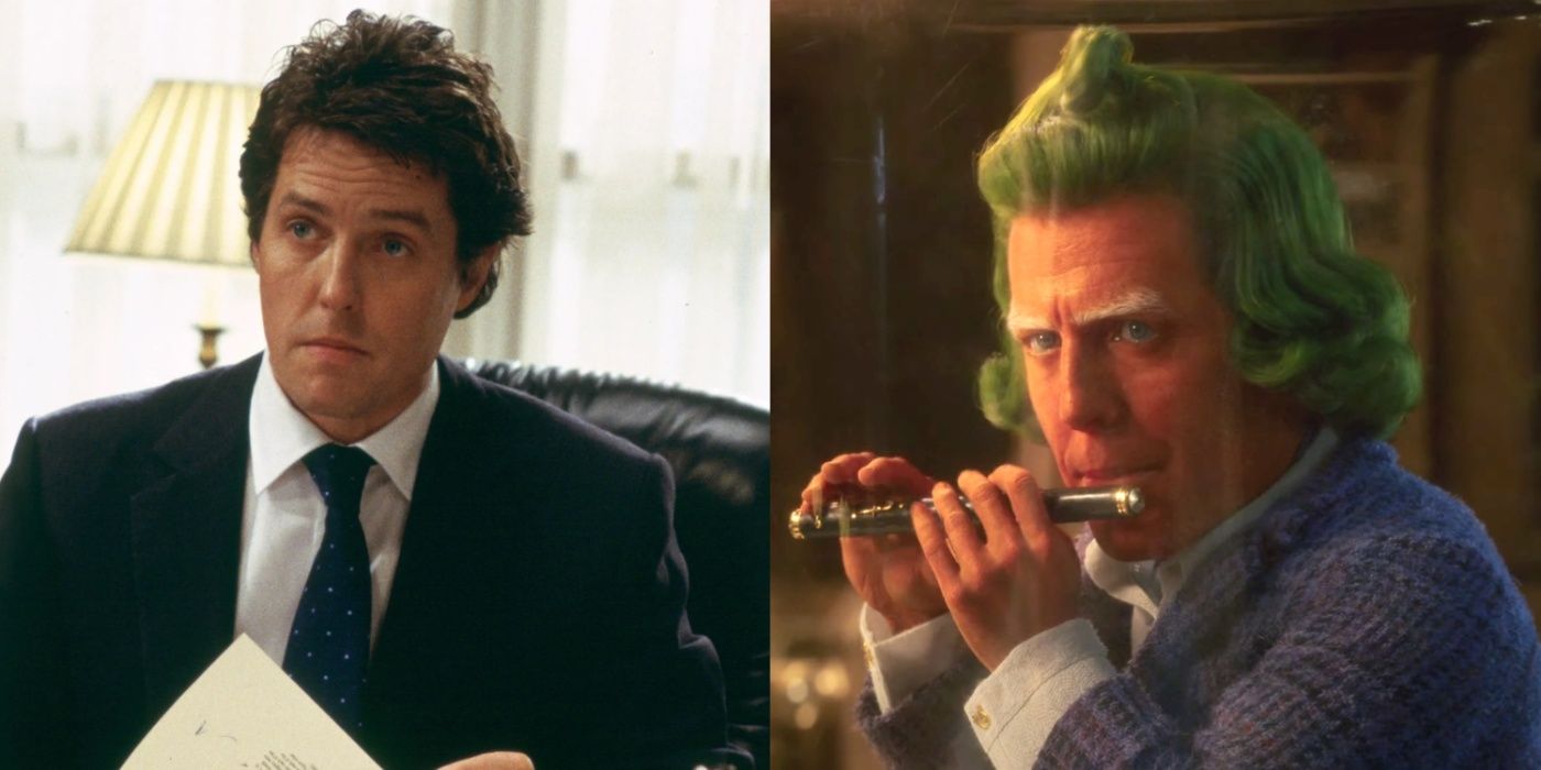 Hugh Grant as David and an Oompa Loompa in Wonka.