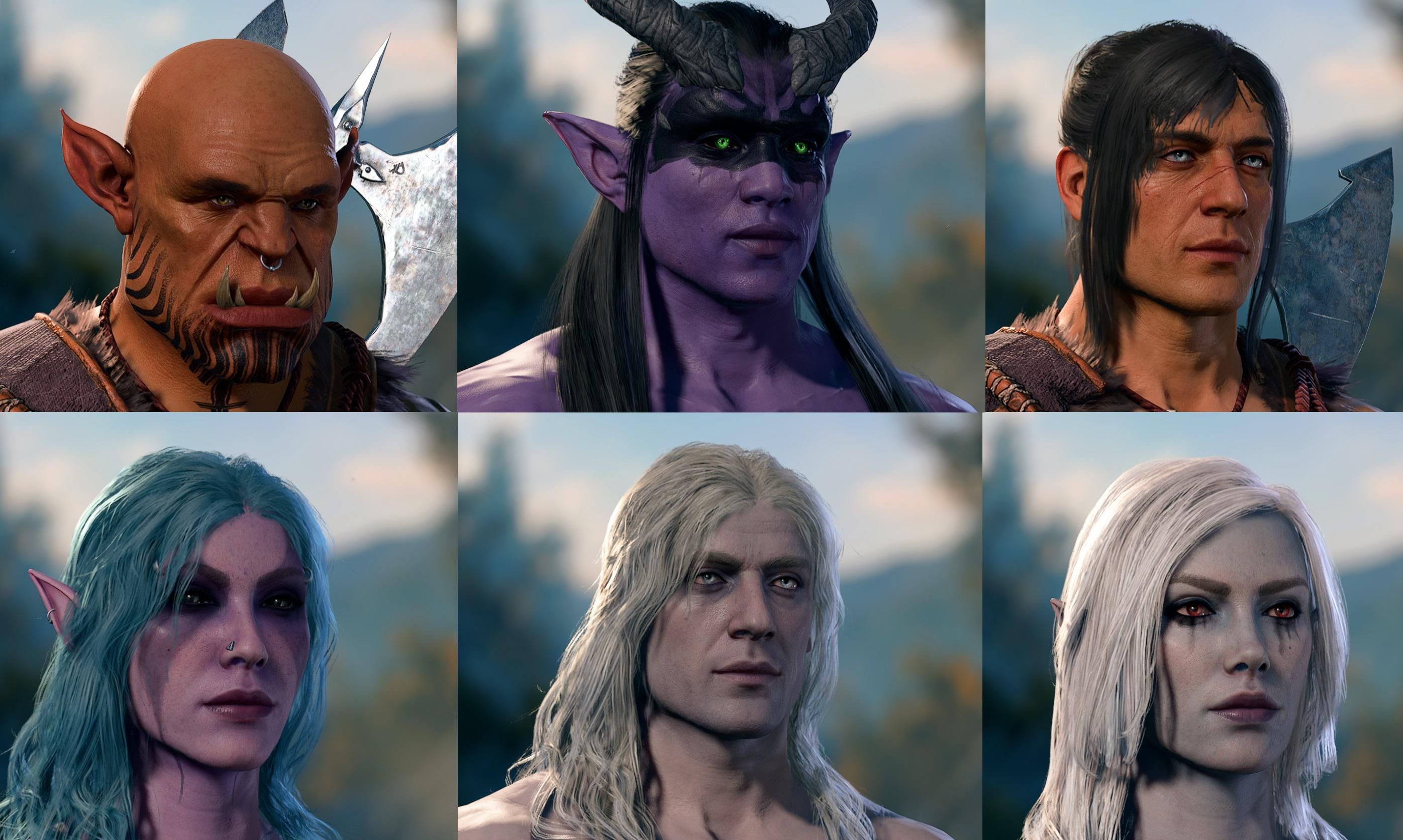 Garosh, Illidan, Varian, Tyrande, Arthas, and Sylvanas from World of Warcraft as Baldur's Gate 3 characters