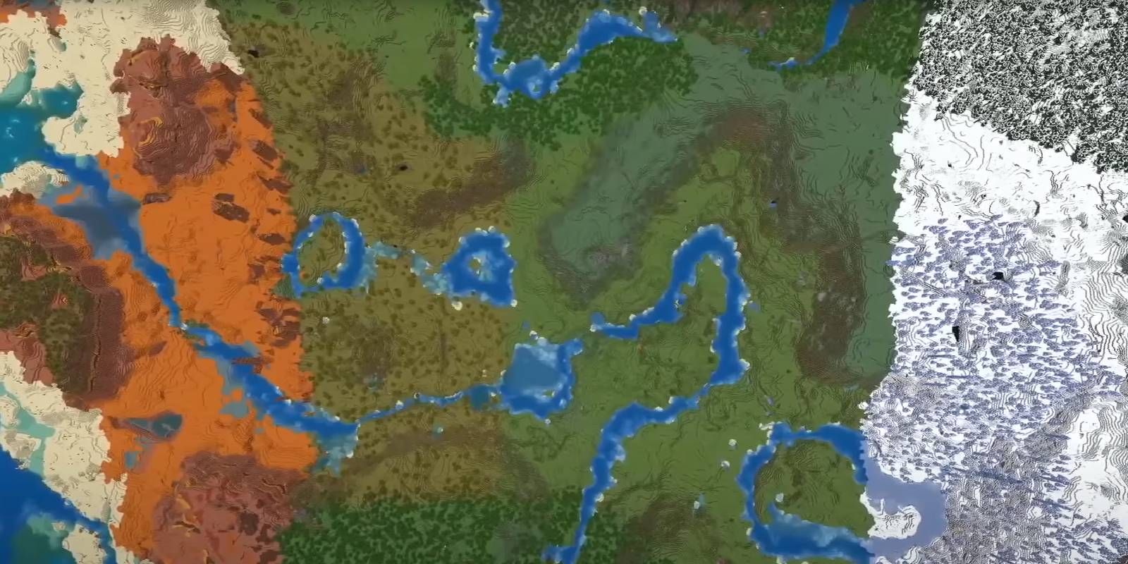 Minecraft Sand and Ice Biomes Next to Each Other From World Seed