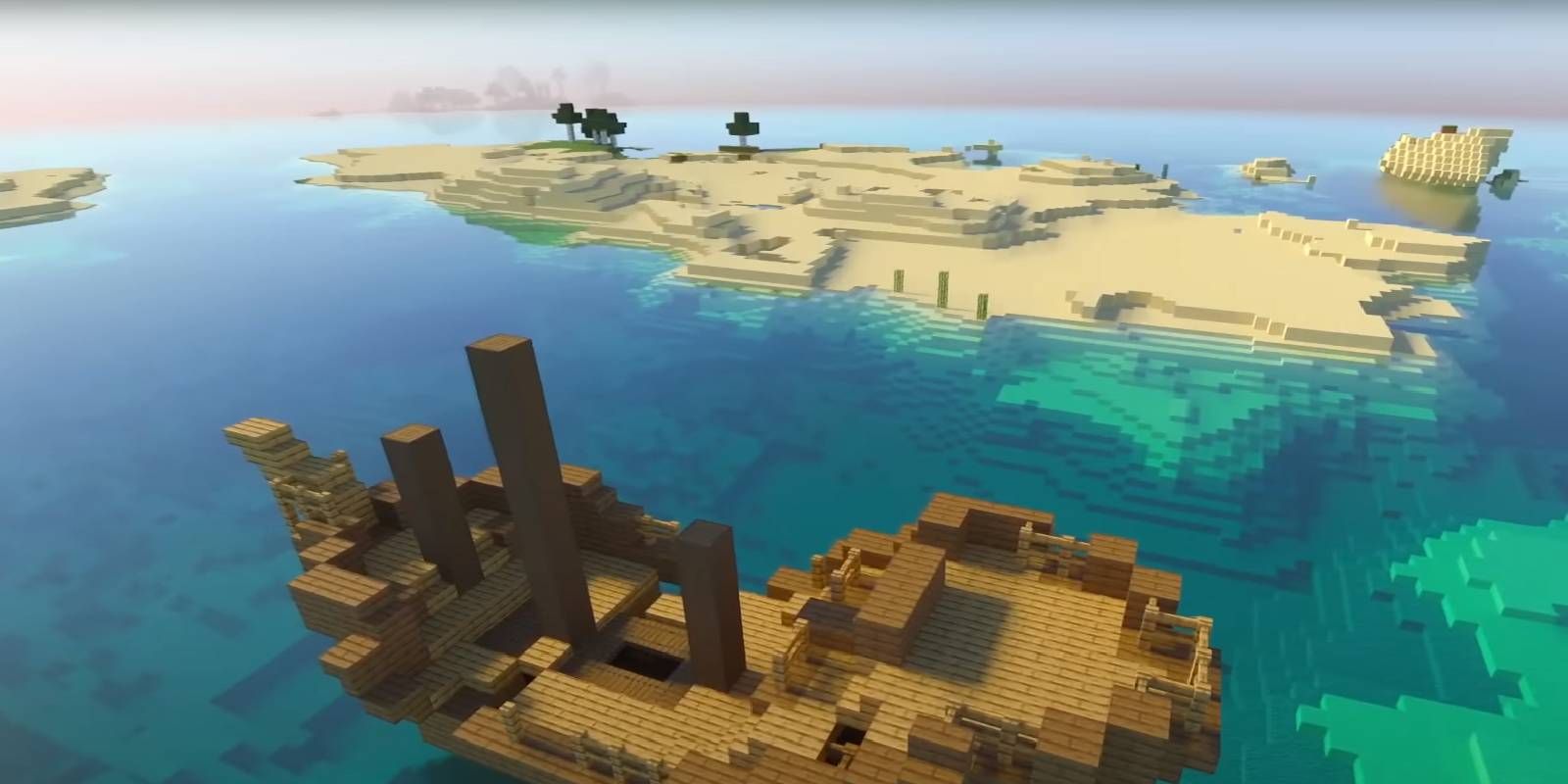 Minecraft Shipwreck Islands from Survival World Seed