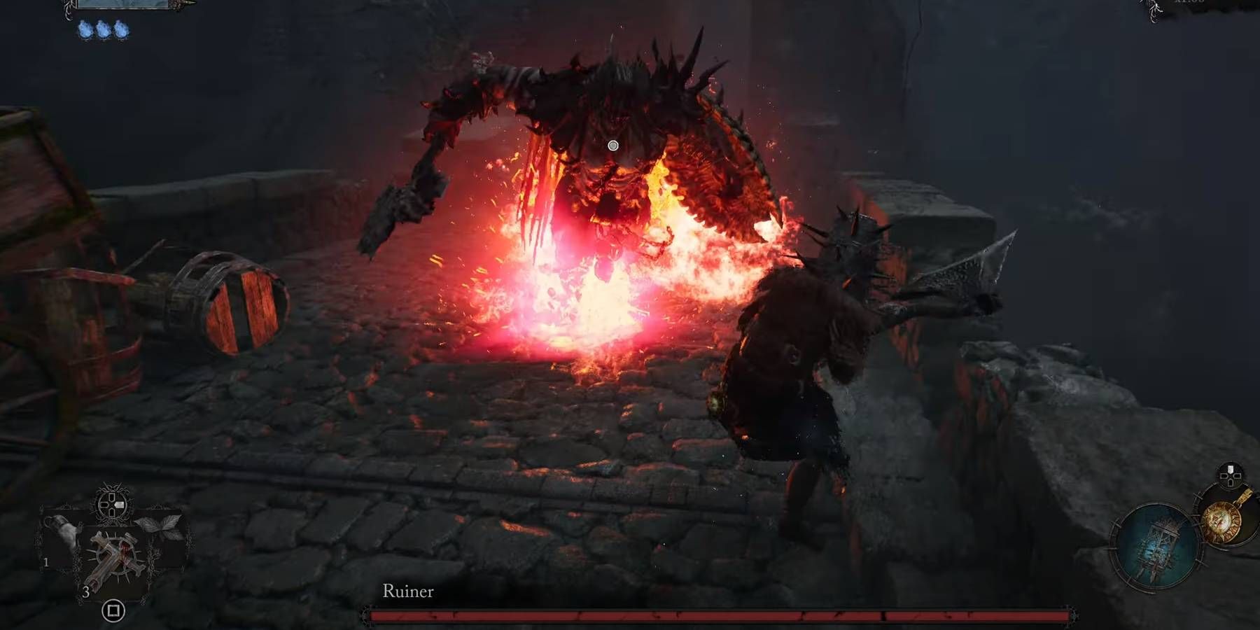 The Lords of The Fallen Ruiner Boss Fight to Defeat on Narrow Bridge