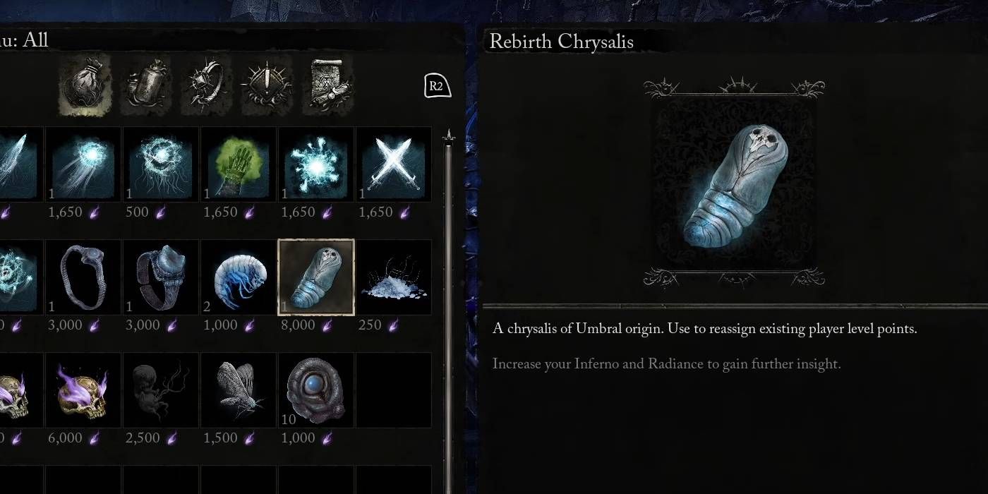 Lords of The Fallen Rebirth Chrysalis Item Used to Respec Your Character with NPC Pieta
