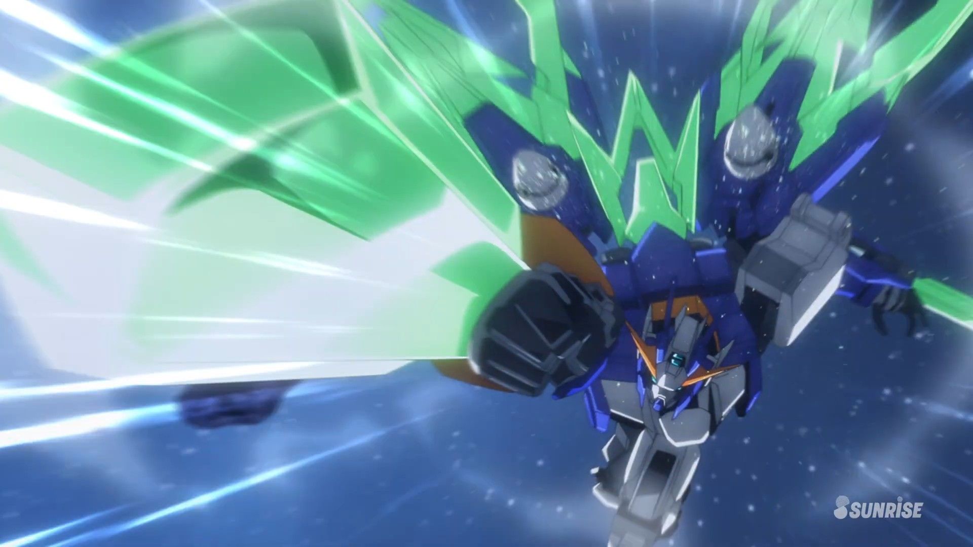 Gundam Build Metaverse Mech يشارك في المعركة.