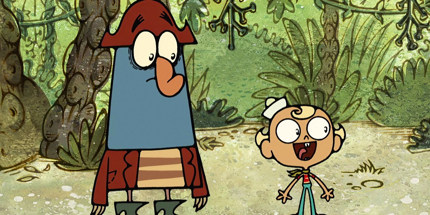 Flapjack is with Captain K'nuckles in the jungle, with an excited look on his face in The Marvelous Misadventures of Flapjack 