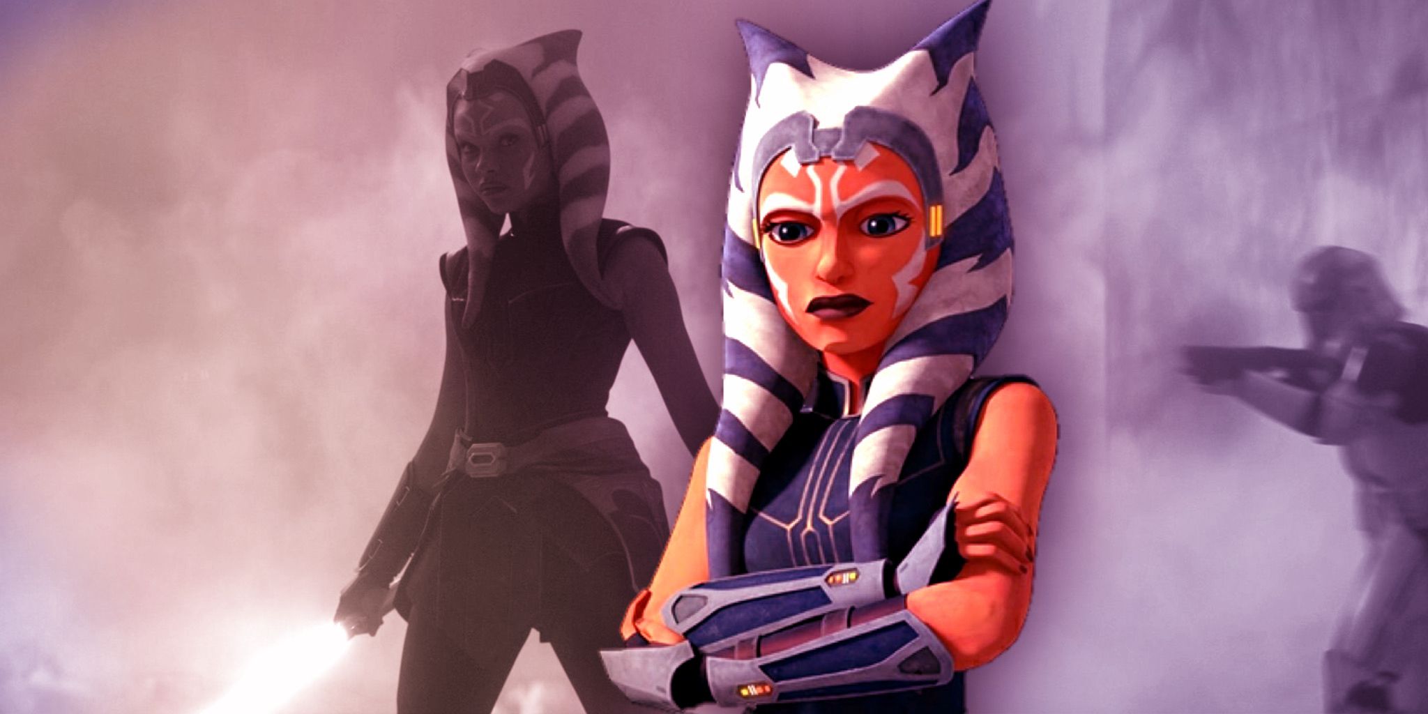 Ahsoka Tano from the Siege of Mandalore in Clone Wars, in both animation and live-action.