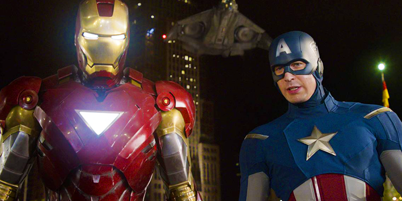 Homem de Ferro e Capitão América em Os Vingadores