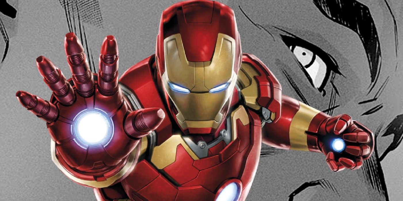 Feature Image: Iron Man in the foreground (color) with Blade&rsquo;s face in the background (black and white)