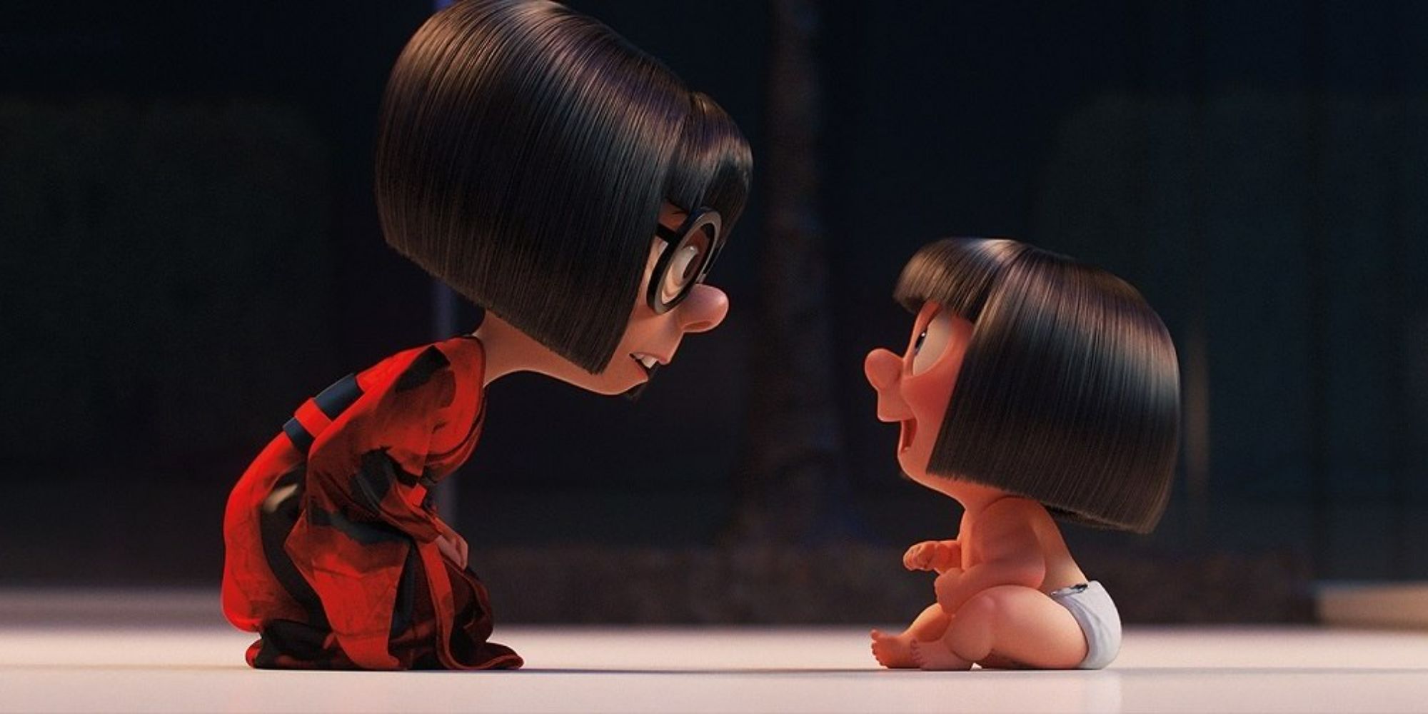 Edna and Jack Jack in Incredibles 2