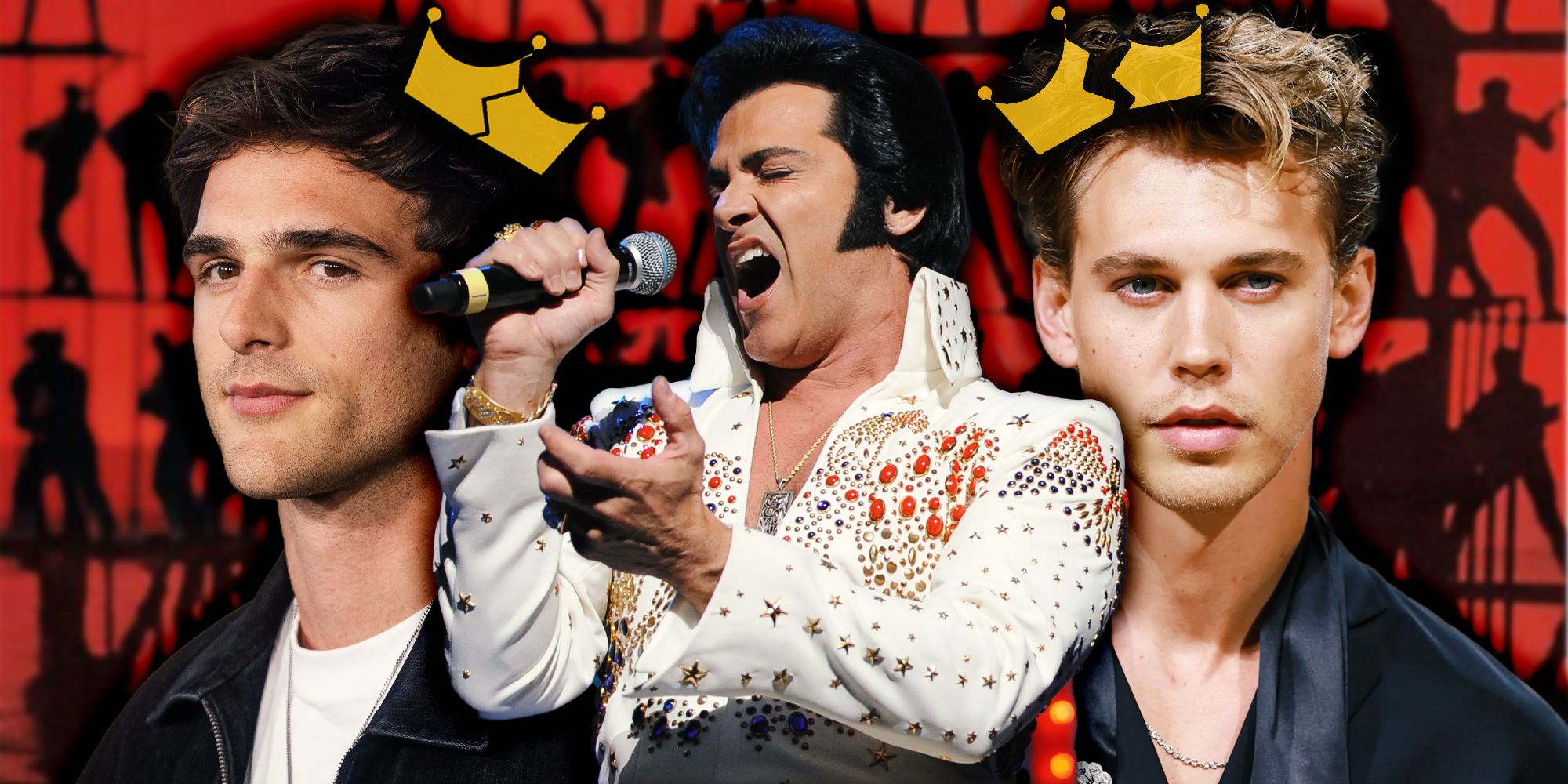 Collage of Jacob Elordi, Elvis Presley and Austin Butler