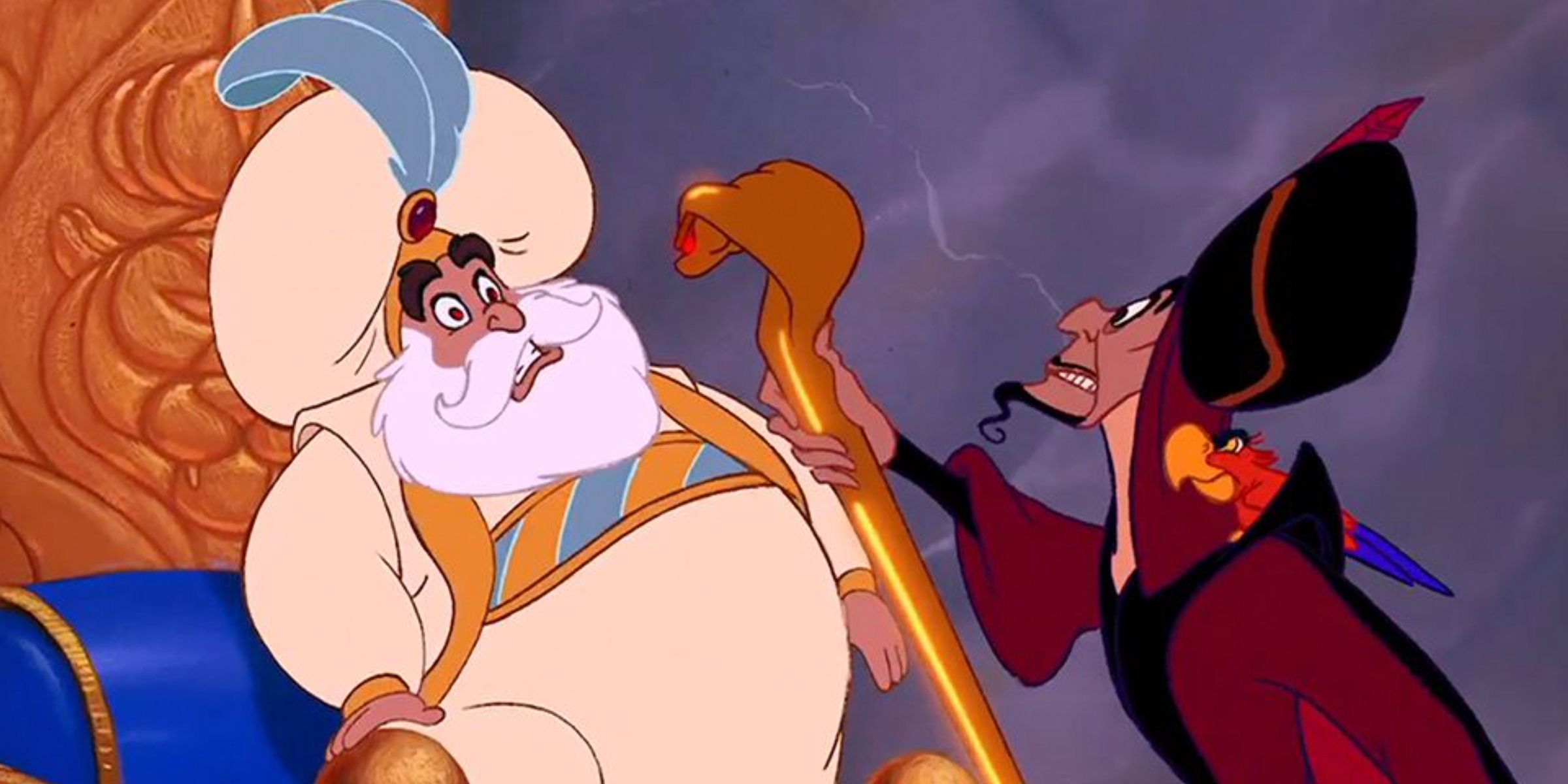 Jafar hypnotizing the Sultan in the animated Aladdin movie