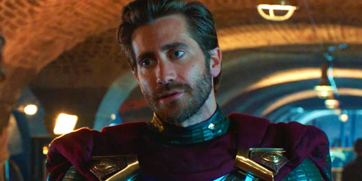 Quentin Beck, Mysterio, de Jake Gyllenhaal, encontrando-se com Nick Fury em Homem-Aranha Longe de Casa