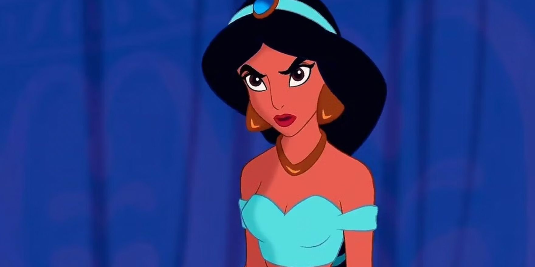 Jasmine is angry in the animated Aladdin movie