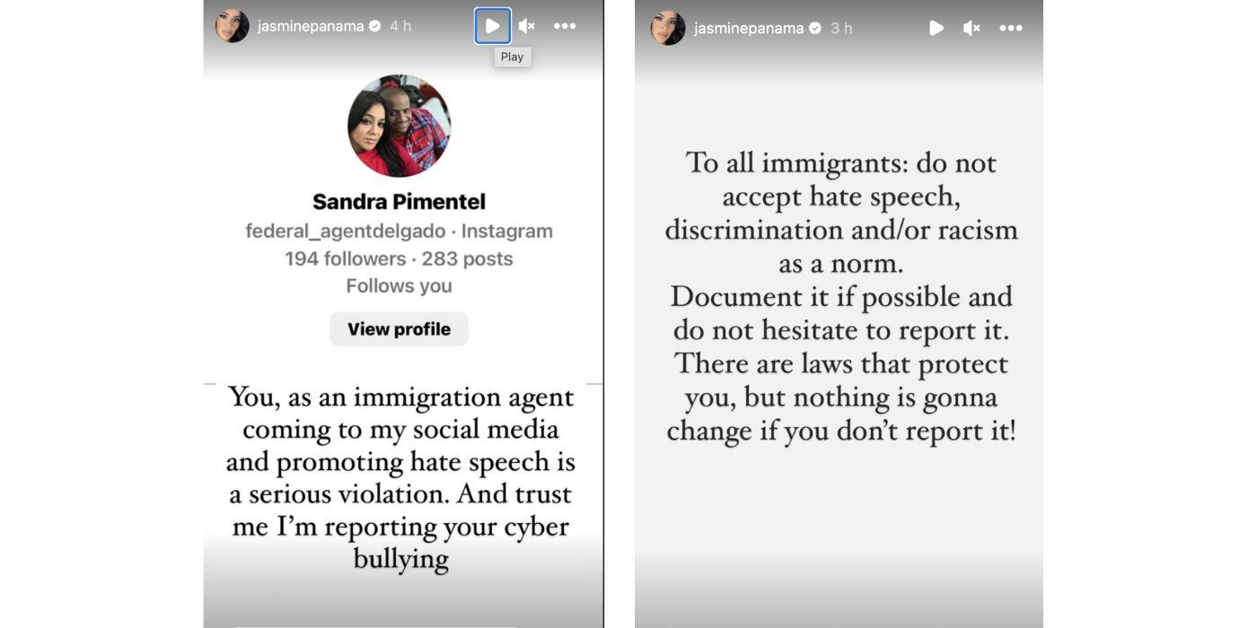 90 Day Fiance star Jasmine Pineda's Instagram Stories about hate speech and immigrants