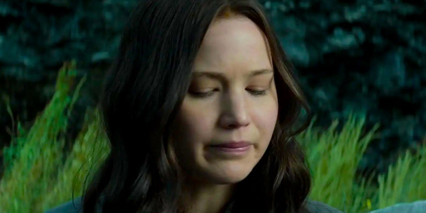 Jennifer Lawrence as Katniss Everdeen in The Hunger Games Mockingjay Part 1
