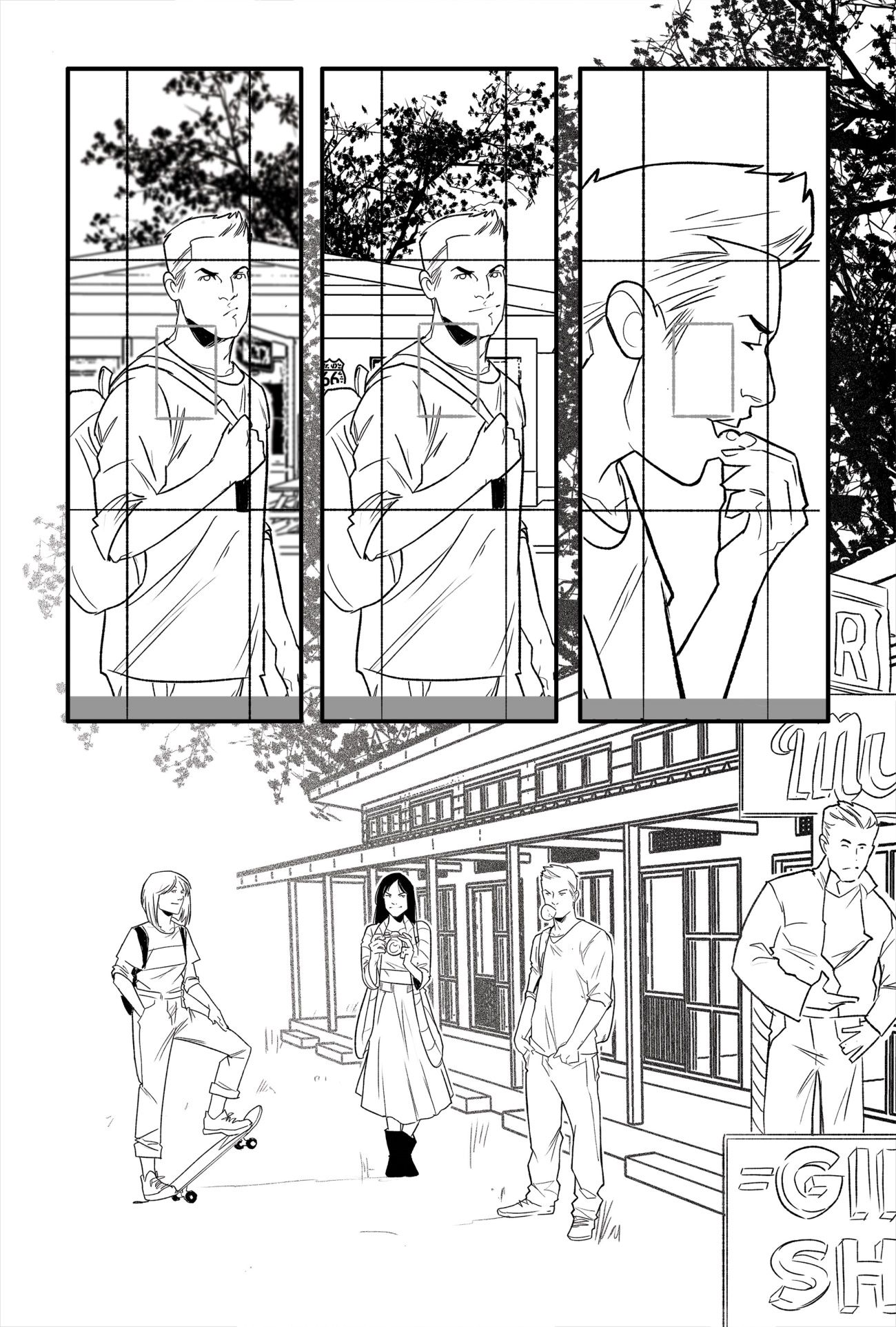 Jill and the Killers #1 from Oni Press, black & white preview page