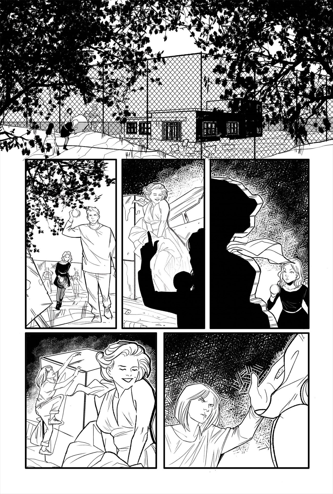 Jill and the Killers #1 from Oni Press, black & white preview page