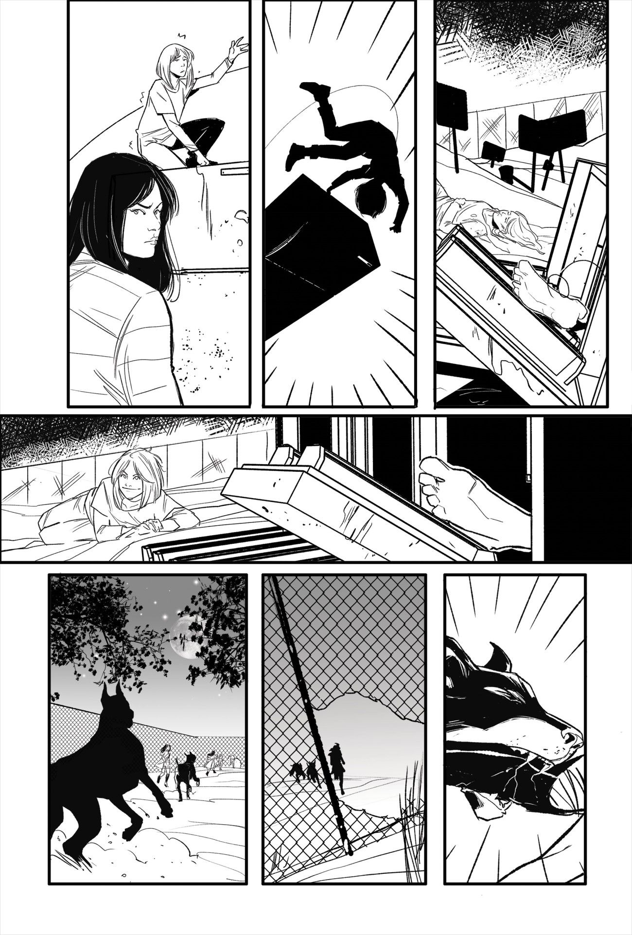 Jill and the Killers #1 from Oni Press, black & white preview page