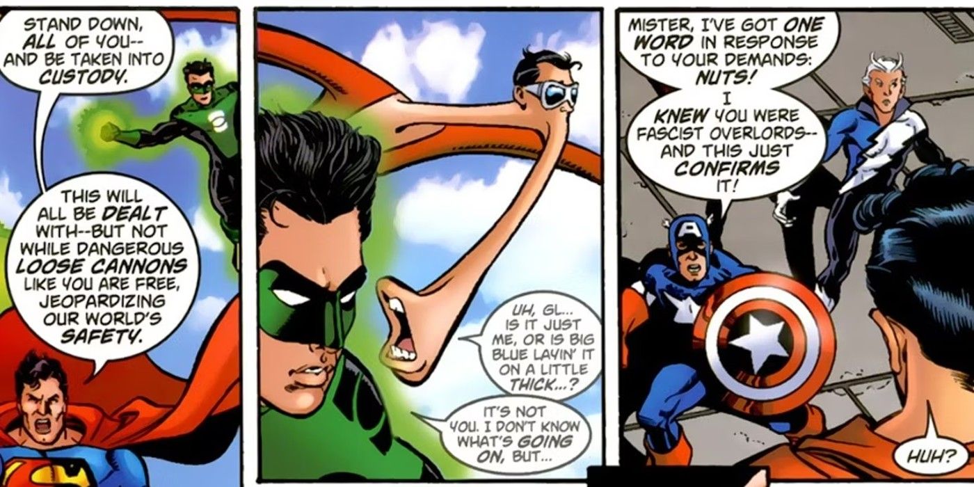 jla avengers superman hated captain america