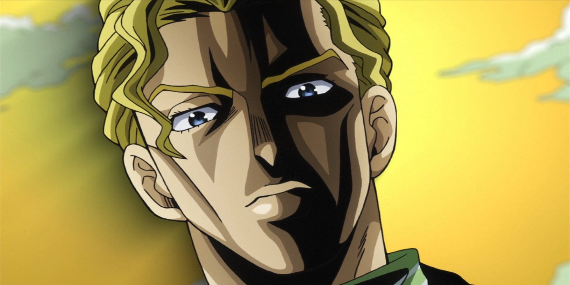 Yoshikage Kira in Diamond is Unbreakable looking down with a menacing expression.