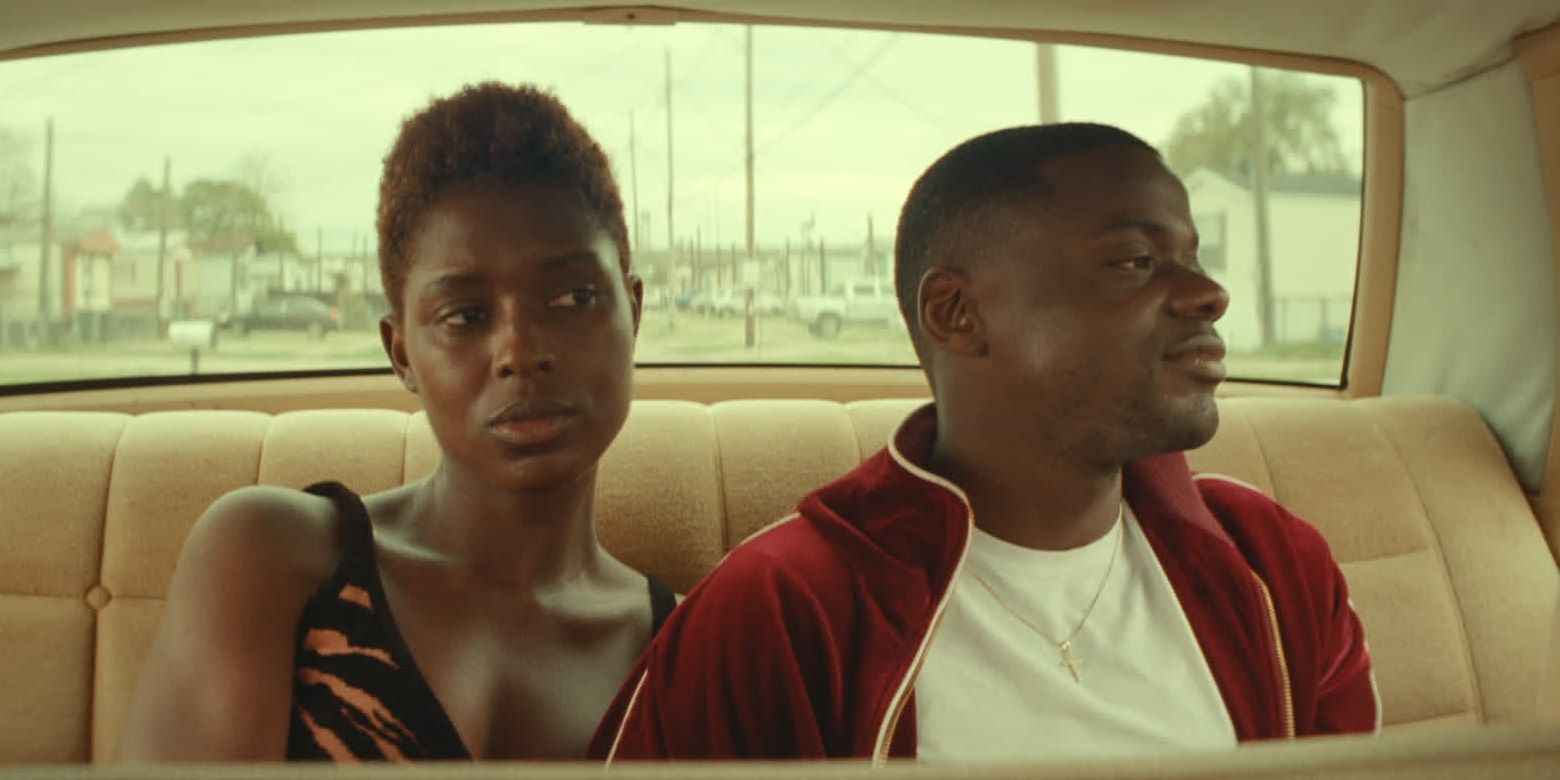 Josie Turner-Smith and Daniel Kaluuya in the back of a car in Queen and Slim
