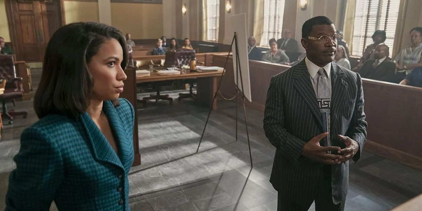 Jurnee Smollett and Jamie Foxx in The Burial