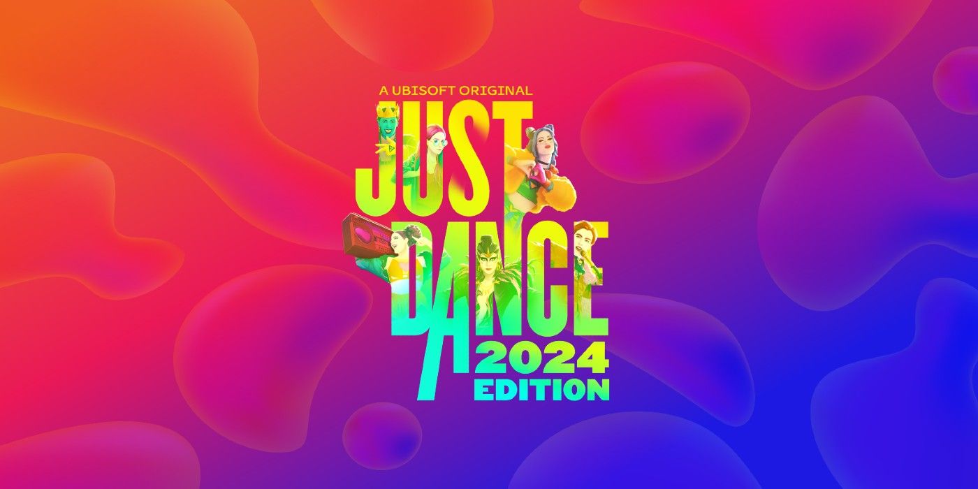 Just Dance 2024 Key Art showing the title on a blue and pink background.